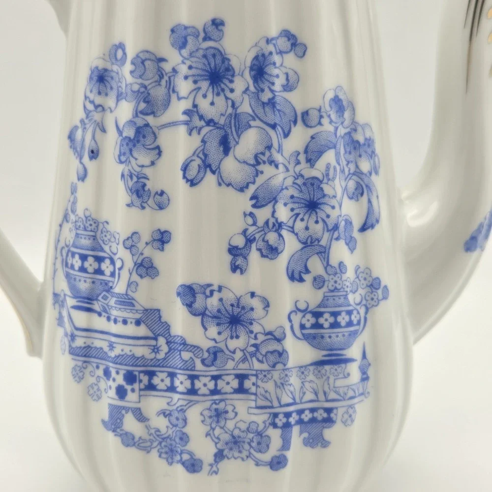 Vintage Tuppack China Blau Tiefenfurt Asian Pattern Blue & White Tea Pot Germany